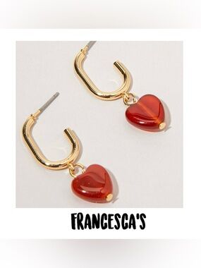 New Francesca’s Melanie Bead Red Heart On Charm Earrings